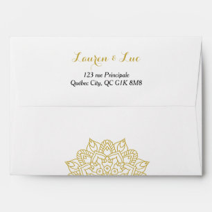 Enveloppe Elégant Faire-part de mariage Golden Mandala
