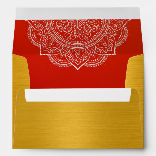 Enveloppe Élégant Faire-part de mariage indien Crimson Paisl