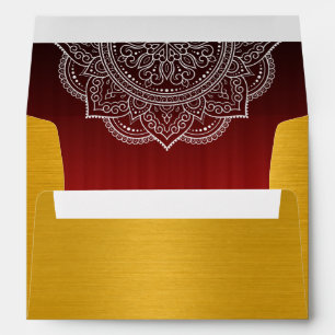 Enveloppe Élégant Faire-part de mariage indien Deep Red Pais
