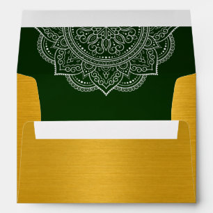 Enveloppe Élégant Faire-part de mariage indien Emerald Paisl