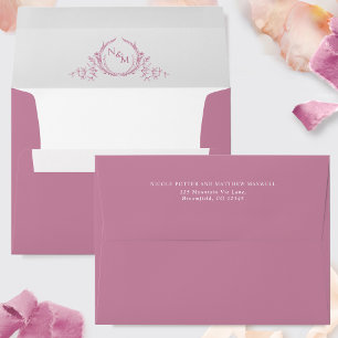 Enveloppe Élégant Faire-part de mariage Monogramme rose