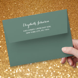Enveloppe Élégant Faire-part de mariage verte préadressé 5x7