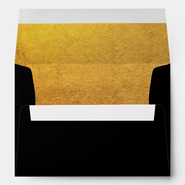 Enveloppe Élégant Faux Gold Foil Noir (Dos (Bas))