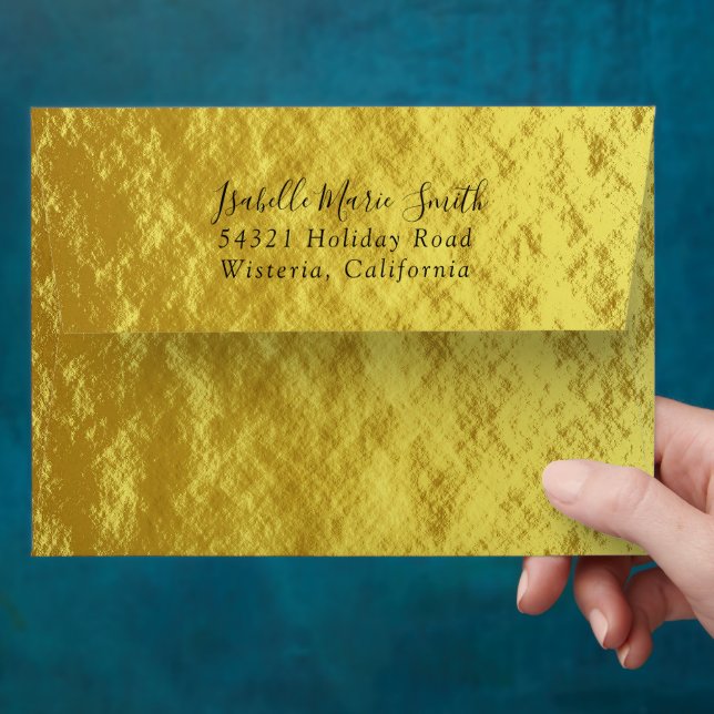 Enveloppe Elegant Faux Gold Textured Image Wedding A7 (Hand)