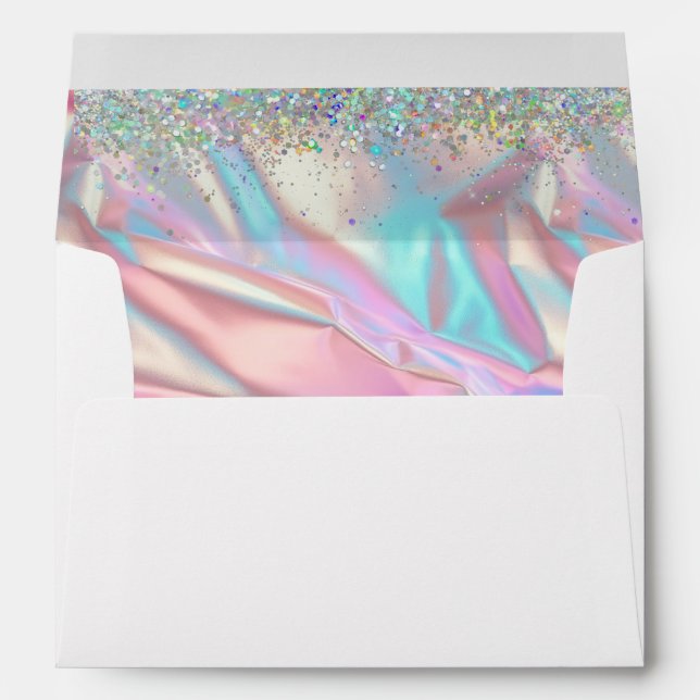 Enveloppe Elégant Faux Iridescente Foil et Mariage de Partie (Dos (Bas))