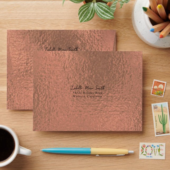 Enveloppe Elégant Faux Metallic Brown Mariage de design (Créateur téléchargé)