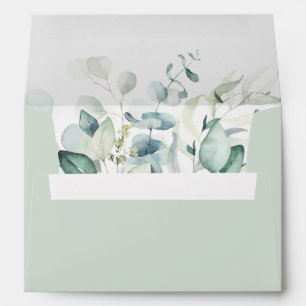 Enveloppe Élégant feuillage vert Préimpression Adresse 5x7