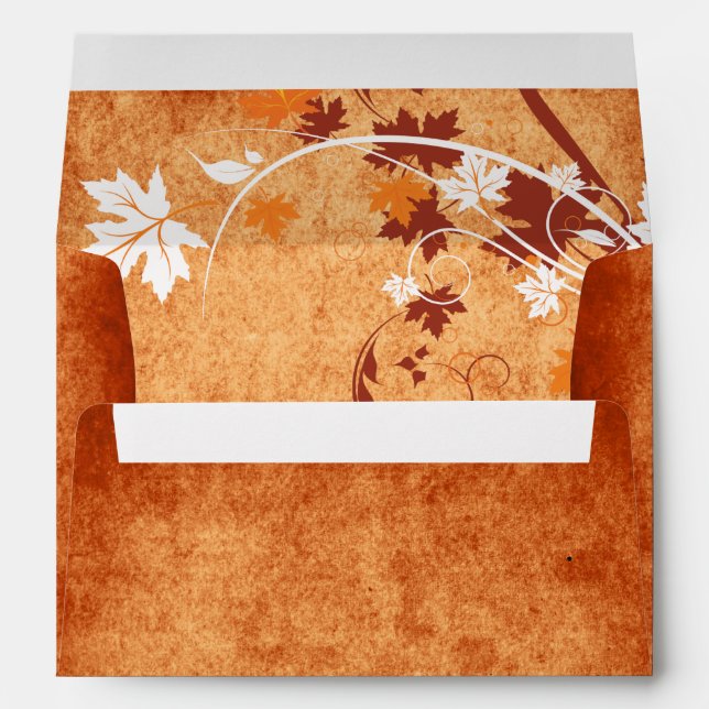 Enveloppe Élégant feuille d'érable mariage de automne orange (Dos (Bas))