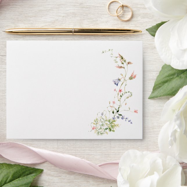 Enveloppe Elégant Fleur sauvage Aquarelle Delicate Mariage (Wedding)