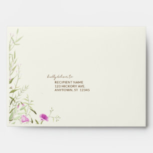 Enveloppe Élégant Fleur sauvage moderne Mariage off-White