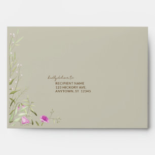 Enveloppe Élégant Fleur sauvage moderne Taupe Mariage