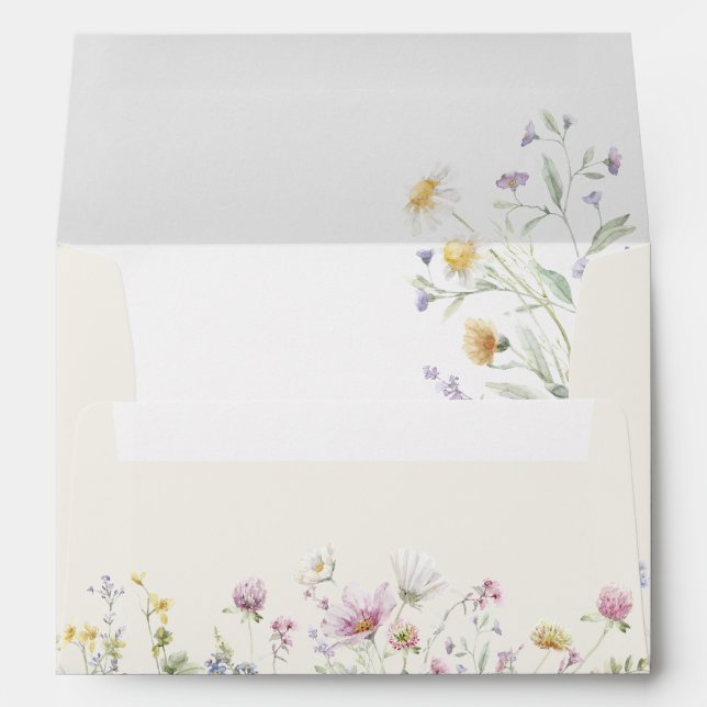 Enveloppe Élégant Fleur sauvage Pastel Soft Mariage botaniqu (Dos (Bas))