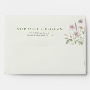 Enveloppe Élégant Fleur sauvage Pastel Soft Mariage botaniqu