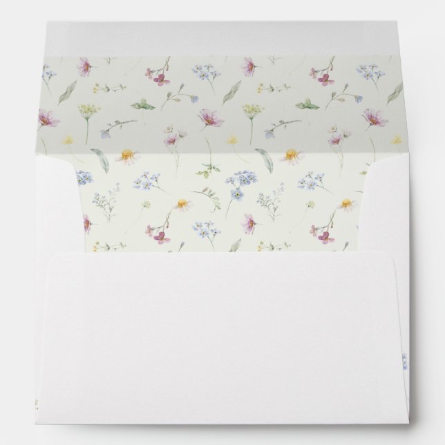 Enveloppe Élégant Fleur sauvage Pastel Soft Mariage botaniqu (Dos (Bas))