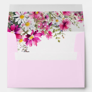 Enveloppe Élégant Fleur sauvage rose vif Mariage floral