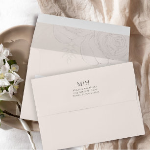 Enveloppe Élégant floral Blush classique simple Monogramme