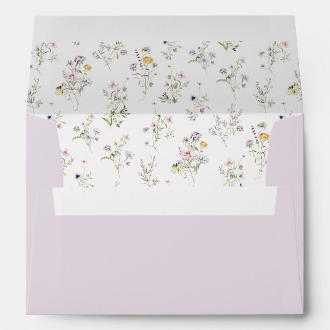 Enveloppe Élégant Floral Blush rose violet Fleurs Mariage (Dos (Bas))