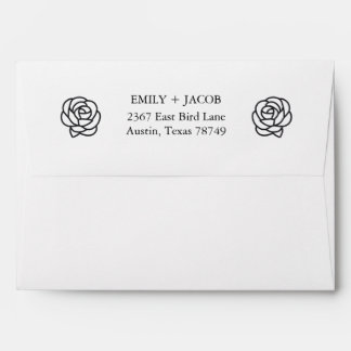 Enveloppe Elegant Floral Rose Black & White Envelope
