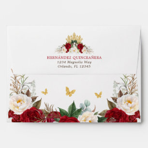 Enveloppe Élégant floral rouge