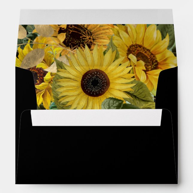 Enveloppe Élégant floral tournesol retour adresse Mariage (Dos (Bas))