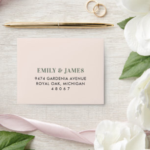 Enveloppe Élégant Floral Vert Rosé RSVP