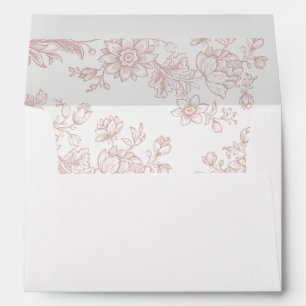 Enveloppe Élégant Floral Vintage Blush Mariage rose