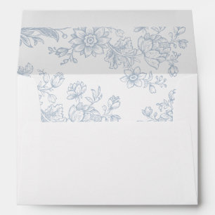 Enveloppe Élégant Floral Vintage Botanique Bleu Mariage