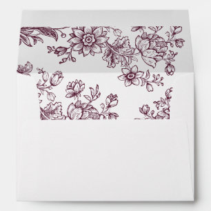 Enveloppe Élégant Floral Vintage Botanique Bourgogne Mariage