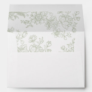 Enveloppe Élégant Floral Vintage Botanique Mariage vert