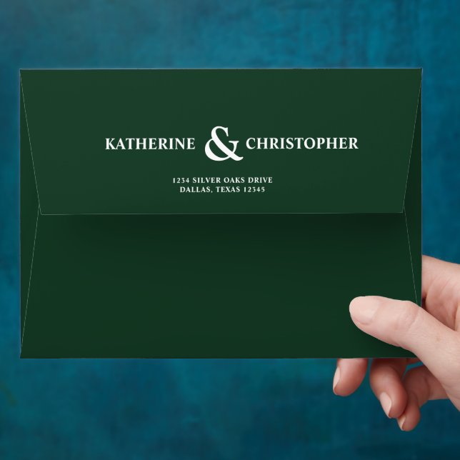 Enveloppe Élégant Foliage Botanique Forêt Mariage vert (Hand)