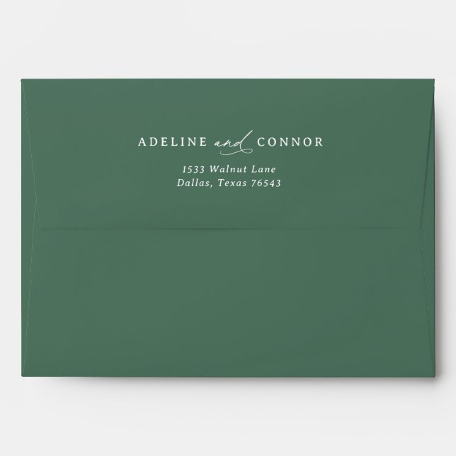 Enveloppe Elegant Forest Green Calligraphy Addressed Wedding (Dos (Haut rabat))