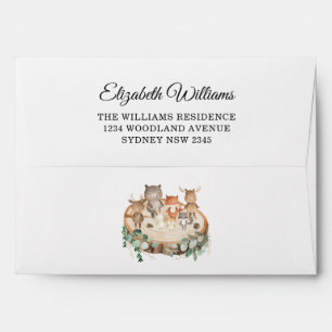 Enveloppe Elegant Forest Woodland Animaux Retourner l'adress
