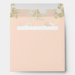 Enveloppe Élégant Français Floral Toile rose or Baby Carré