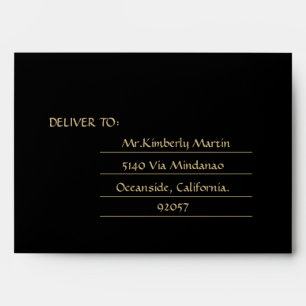Enveloppe Elegant Gold Art Deco Mariage Adresse de retour