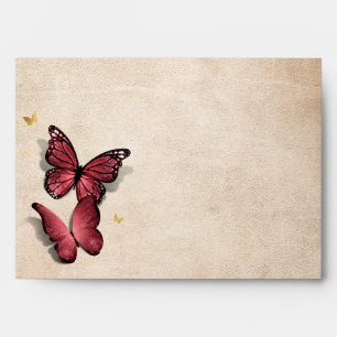 Enveloppe Elegant Gold et Butterfly Bourgogne Adresse de ret