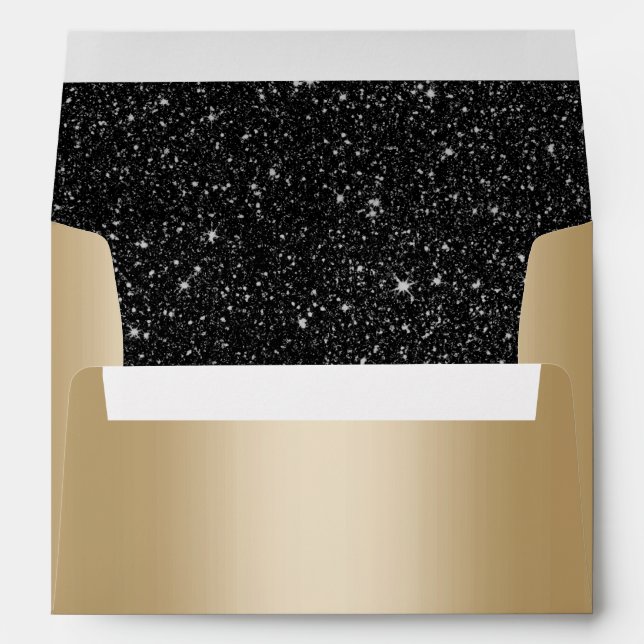 Enveloppe Elégant Gold Foil Moderne Parties scintillant noir (Dos (Bas))