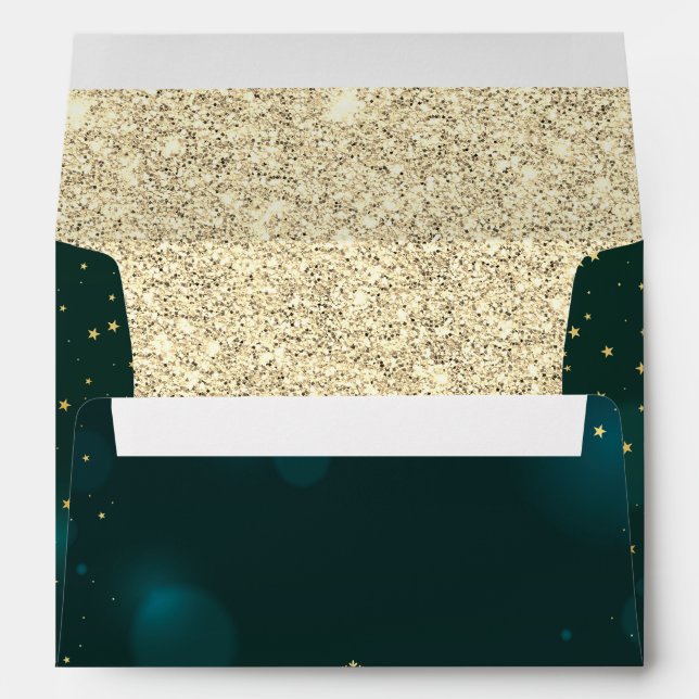 Enveloppe Elegant Gold Glitter Green  (Dos (Bas))