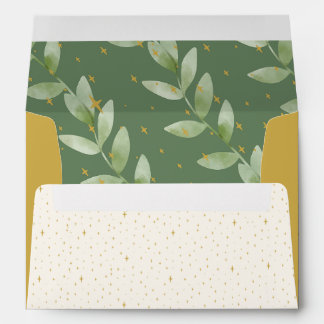Enveloppe Elegant Gold Greenery Christmas Baby Announcement 