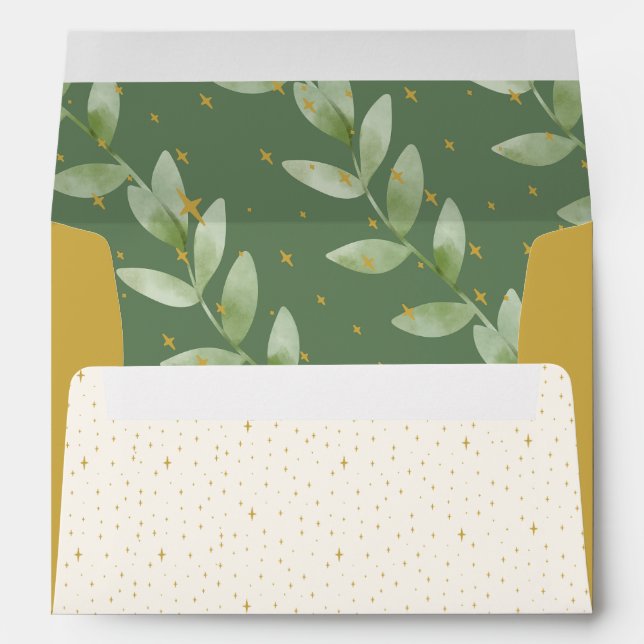 Enveloppe Elegant Gold Greenery Christmas Baby Announcement  (Dos (Bas))
