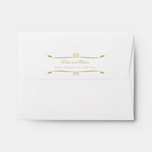 Enveloppe Elegant Gold Heart Flourish Mariage Adresse de ret