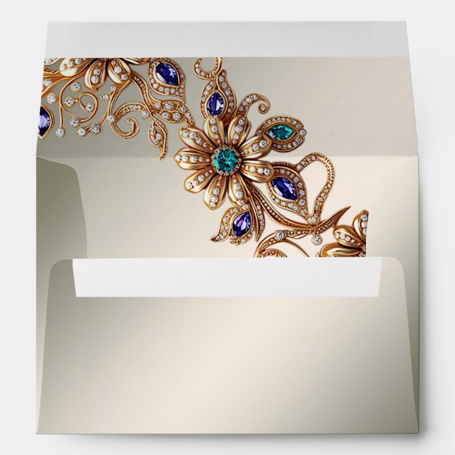 Enveloppe Elegant Gold Jewel Flowers Envelope (Dos (Bas))