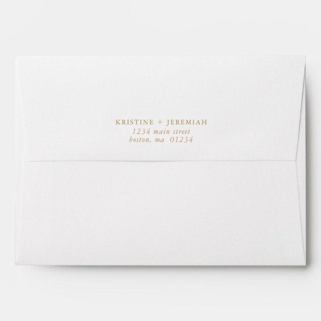 Enveloppe Elegant Gold Nom Mariage Adresse de retour (Dos (Haut rabat))
