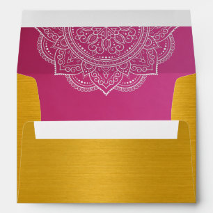 Enveloppe Elégant Gold Pink Paisley Mariage indien Invitatia