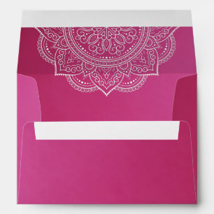 Enveloppe Elégant Gold Pink Paisley Mariage indien Invitatia