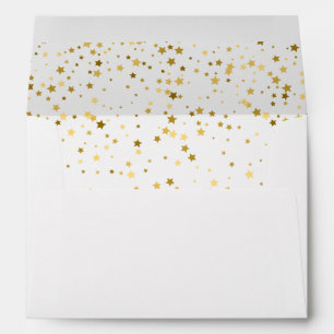 Enveloppe Elegant Gold Stars Confetti Adresse de retour