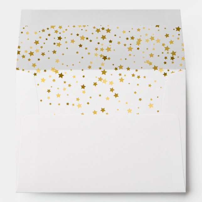 Enveloppe Elegant Gold Stars Confetti Adresse de retour (Dos (Bas))