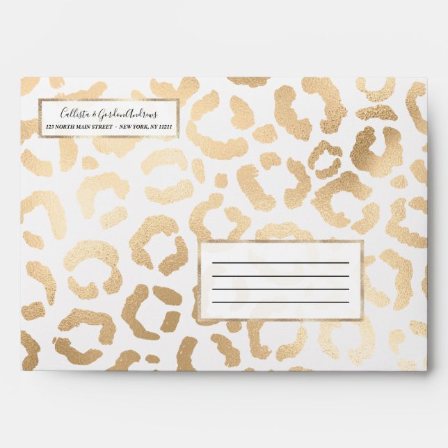 Enveloppe Elegant Gold White Leopard Cheetah Animal Print (Devant)