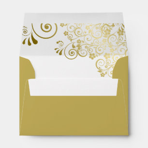 Enveloppe Elégant Golden Lace Frills Gold Mariage