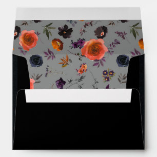 Enveloppe Élégant Goth Black Floral Faire-part de mariage