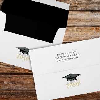 Enveloppe Élégant Graduation Classic Mortarboard Black Gold